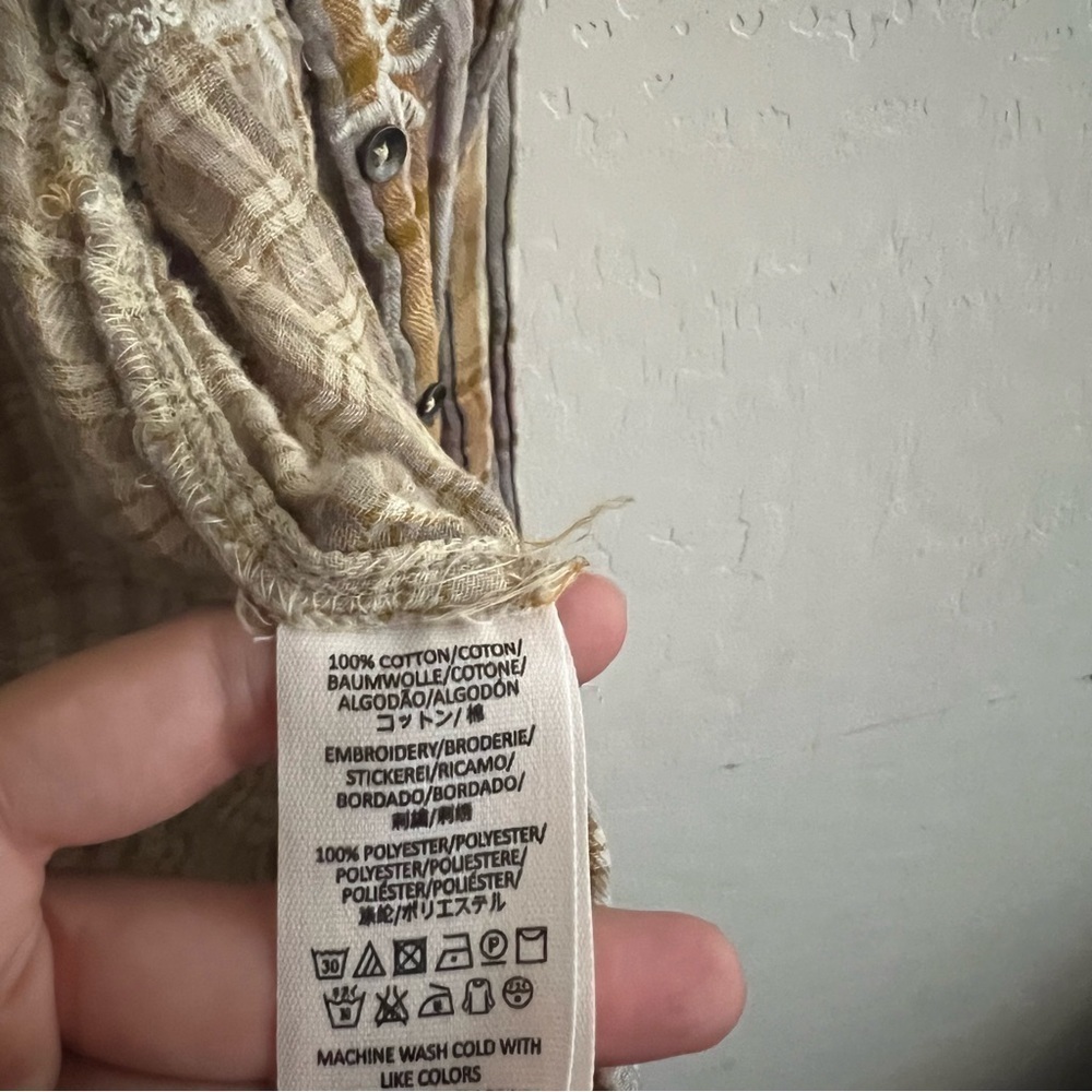 FREE PEOPLE Magical Plaid Yellow Embroidered Shirt - Picture 8 of 10